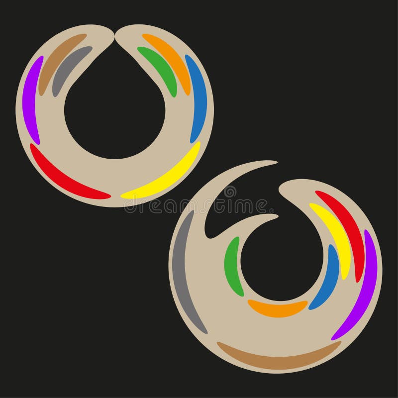 Circular abstract shapes. Colorful ring design. Geometric vector elements. Modern art composition. vector illustration