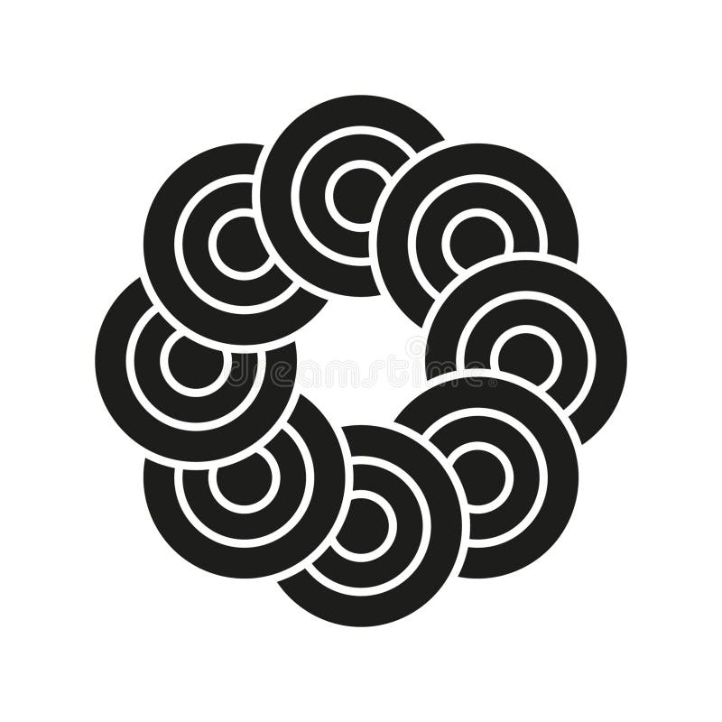 Circular abstract shapes. Concentric ring design. Bold black pattern. Vector illustration. royalty free illustration