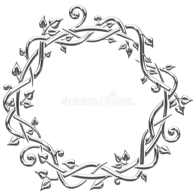 Circular Border with Silver Leaves Stock Image Illustration of