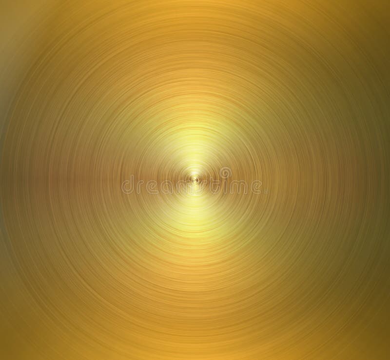 Circular brushed metal texture. Golden shiny background