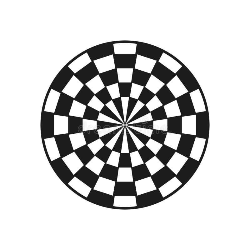 Circular checkerboard design. Black white radial pattern. Optical illusion texture. Bold geometric layout. royalty free illustration