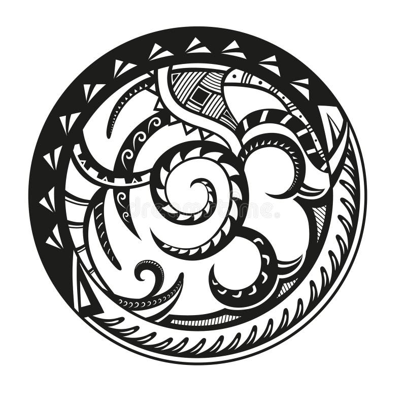 Circular Composition of the Ornaments in the Style of the Maori Stock ...