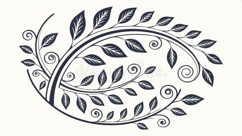Circular decorative leafy branch illustration. Nature element design vector art vector design Generative AI stock illustration