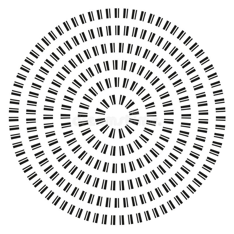 Circular dot pattern. Radial point arrangement. Vector geometric spiral. Concentric circle design. stock illustration