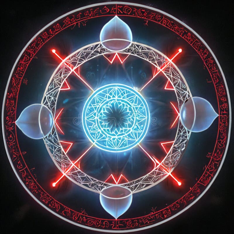 Circular flower of life symbol on pure black background stock illustration