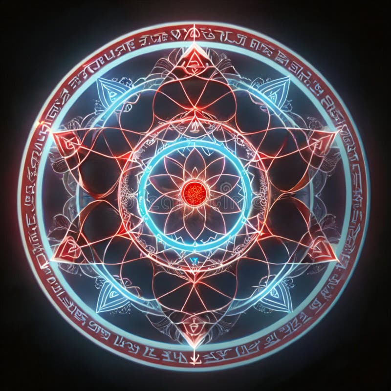 Circular flower of life symbol on pure black background vector illustration