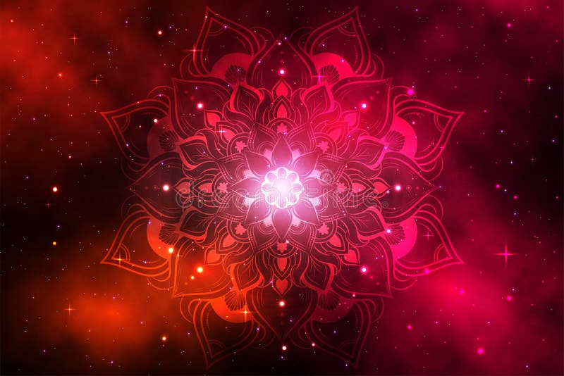 Circular Flower Mandala with galaxy background, Vector mandala Oriental pattern, Hand drawn decorative element. Unique design with vector illustration