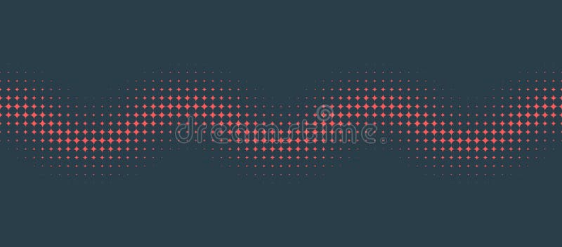 Circular Half Tone Pattern Wavy Line Border Vector Red Black Techno Abstraction stock illustration