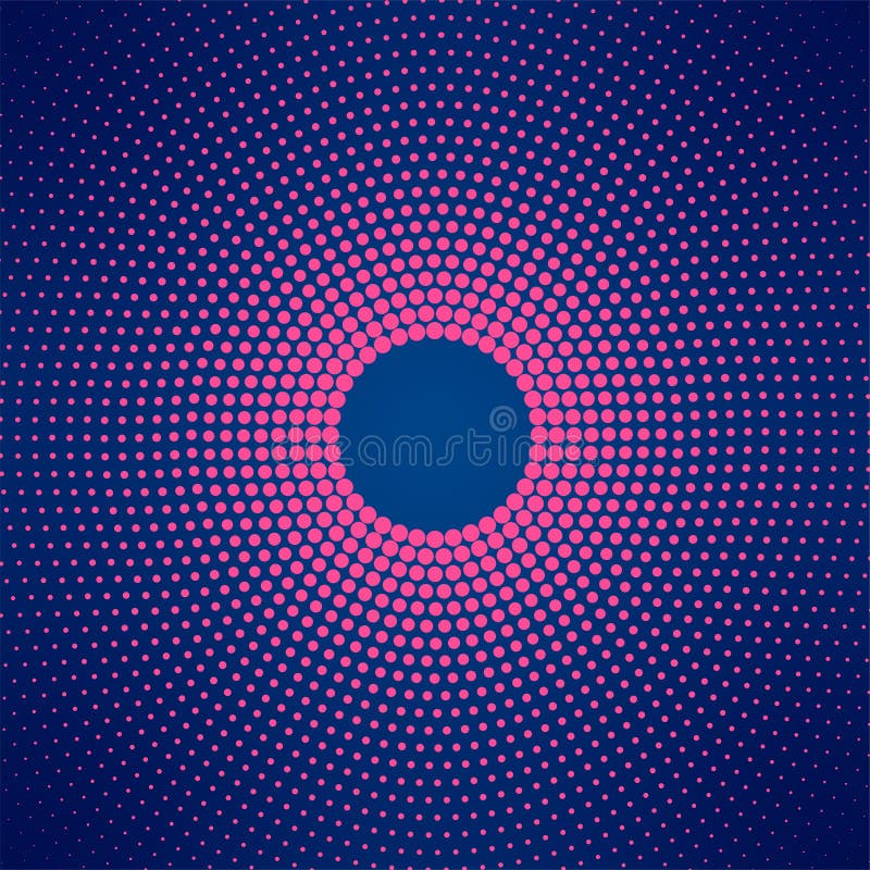 Abstract Circular Pink Halftone Dots Pattern in Dark Blue Background