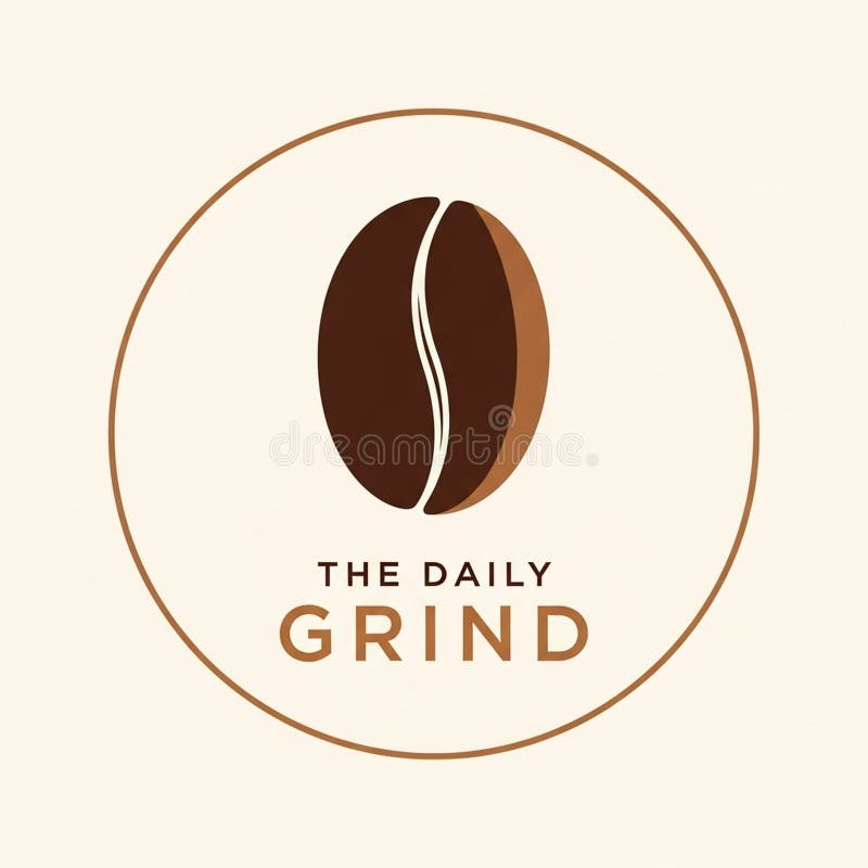 Logo featuring a stylized coffee bean in two shades of brown stock illustration