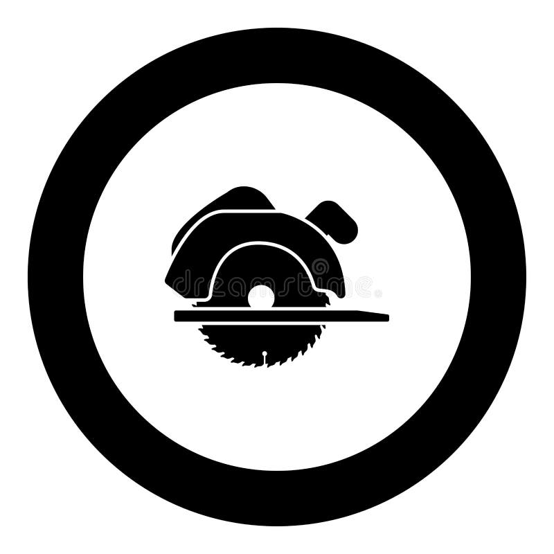 A circular manual viu a cor preta do ícone no círculo redondo ilustração stock A circular manual viu a cor preta do ícone no círculo redondo ilustração stock