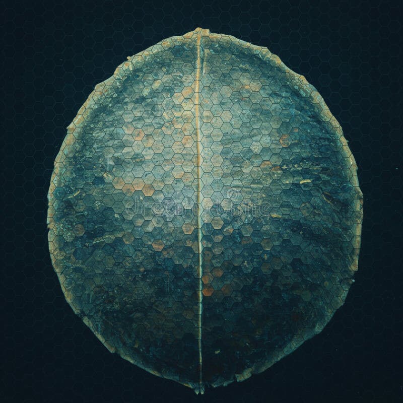 Circular object resembling a leaf, covered with a hexagonal grid pattern. The texture royalty free illustration