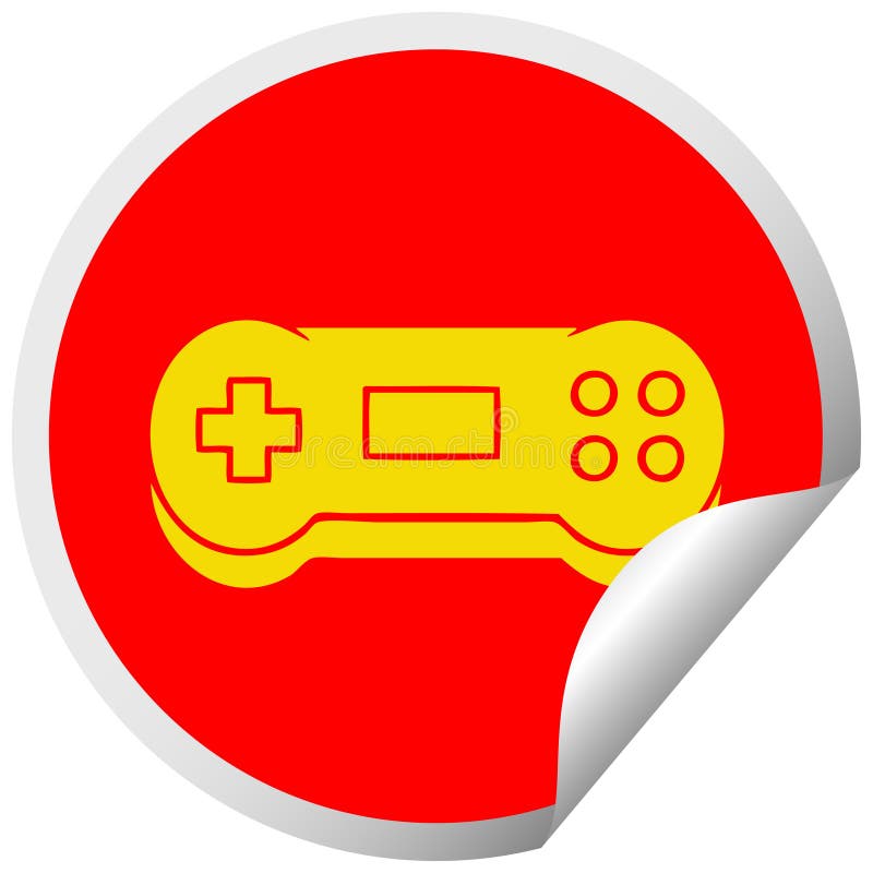 Circular Peeling Sticker Cartoon Game Controller Stock Vector