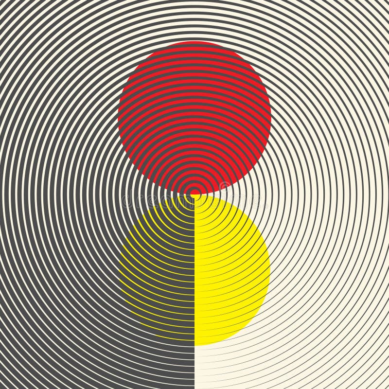 Circular Red and Yellow Ornament. Geometric Graphic Design