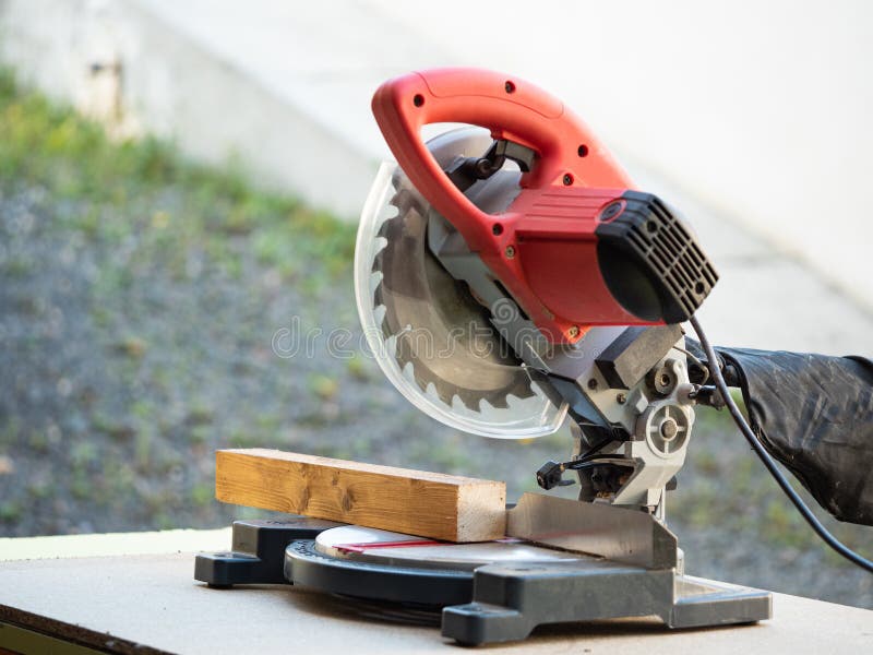 Circular Saw. Carpenter Using Circular Saw Stock Photo Image of