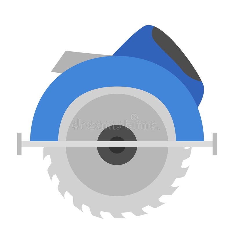 Circular Saw Tool with Sharp Teeth for Cutting Wood. Blue and Grey