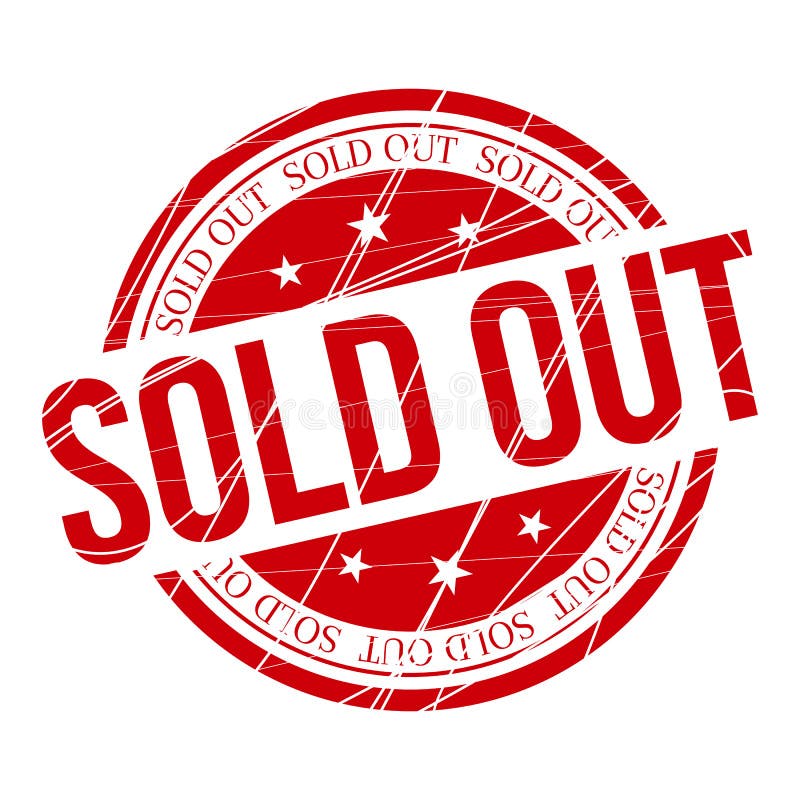 Circular scratched sold out red stamp vector illustration