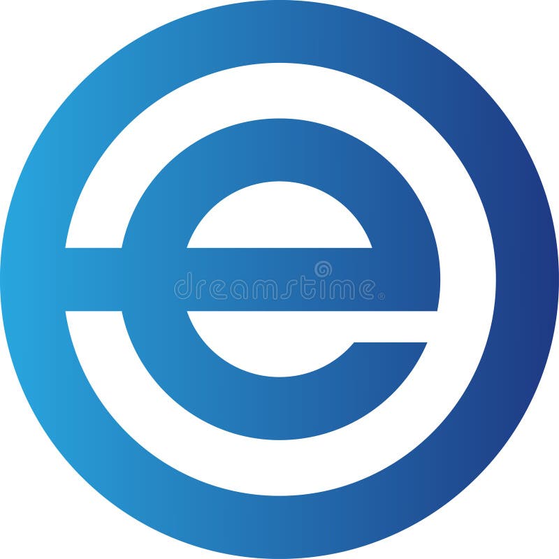 Blue Color Logo with Curve and Circle Shapes Stock Vector