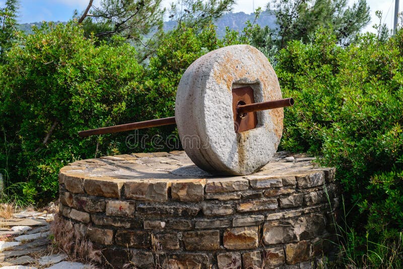 Circular Stone for Grinding Grain Stock Image Image of antiquated