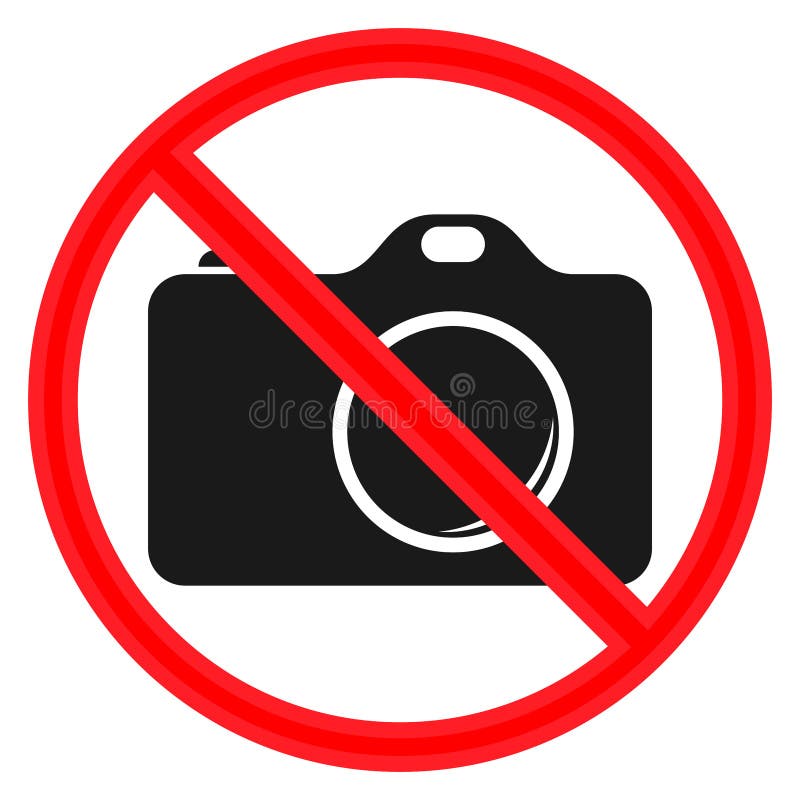 Circular, `No Photos Allowed` Sign. Taking Pictures is Forbidden Sign