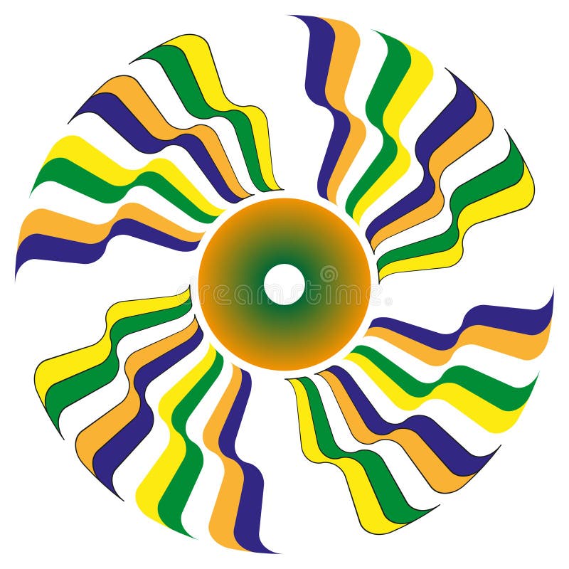 Circular target icon. Multicolor wave figure. Radial ripple shape. Vector abstract element. stock illustration