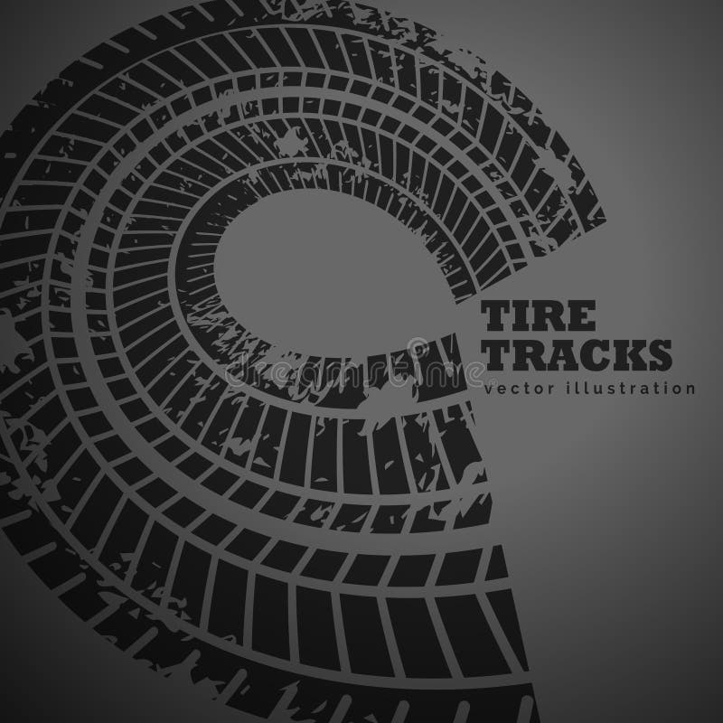 Circular tire track on dark background.