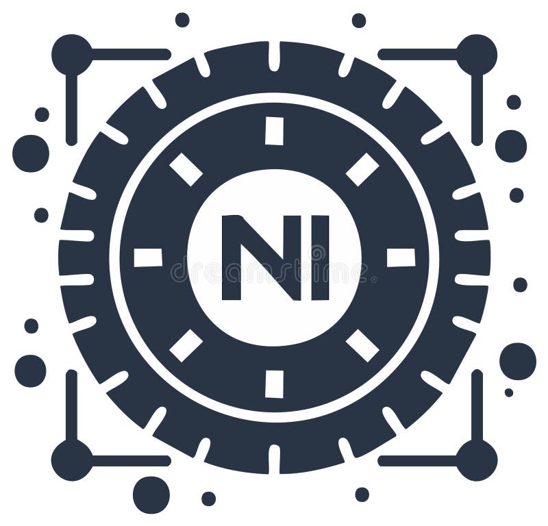 Circular Token Featuring Initials NI with Connecting Network Aesthetic vector illustration