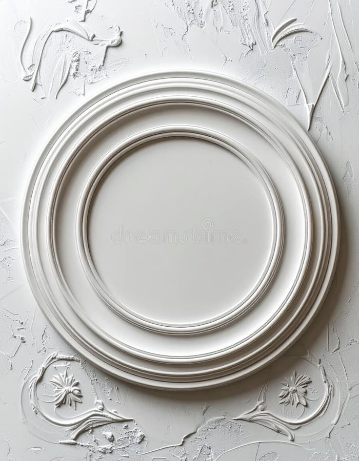 Circular White Frames on Textured White Decorative Plaster Background royalty free illustration