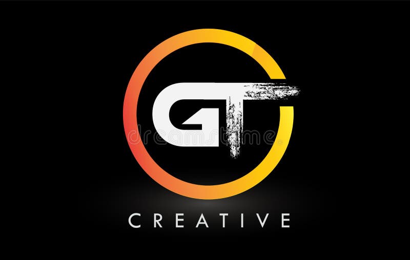 Circular White GT Brush Letter Logo Design. Creative Brushed Letters ...
