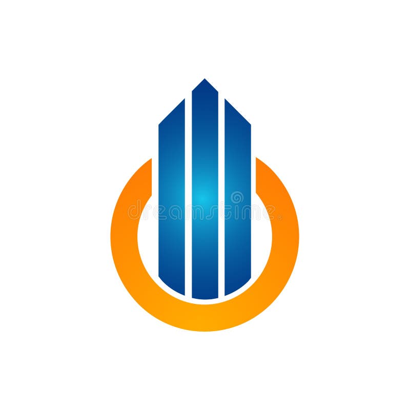 Circunde a cor alaranjada com a seta acima do molde do logotipo da construção ilustração do vetor Circunde a cor alaranjada com a seta acima do molde do logotipo da construção ilustração do vetor