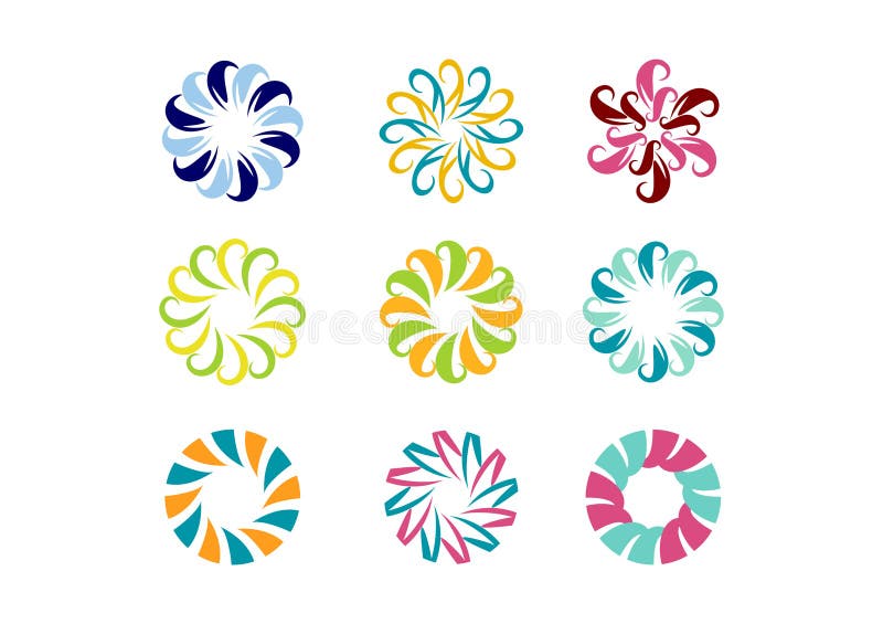 Circunde el logotipo, plantilla floral, sistema del diseño abstracto redondo del vector del estampado de plores del infinito ilustración del vector Circunde el logotipo, plantilla floral, sistema del diseño abstracto redondo del vector del estampado de plores del infinito ilustración del vector