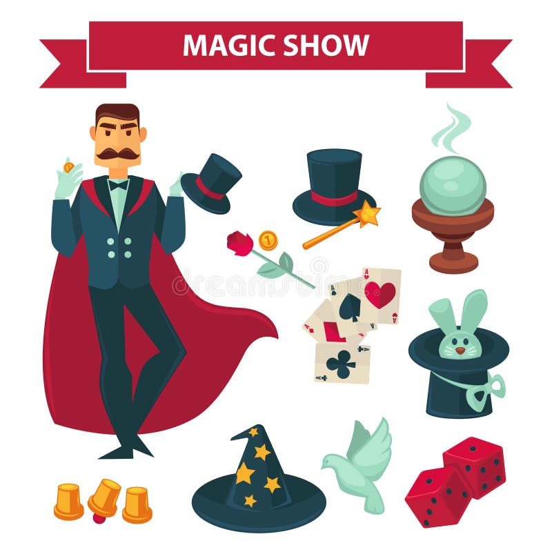 Reception Vibrere ild Circus Magician Man with Magic Show Vector Accessories Stock Vector -  Illustration of card, mantle: 90739362
