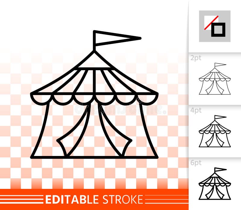Circus Tent Simple Black Line Vector Icon Stock Vector - Illustration