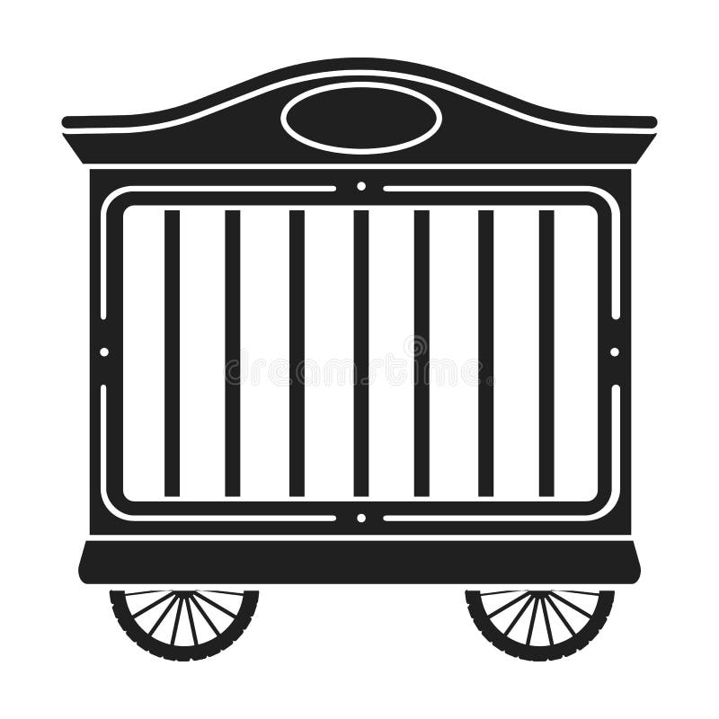 Circus wagon icon in black style on white background. Circus symbol stock vector illustration.