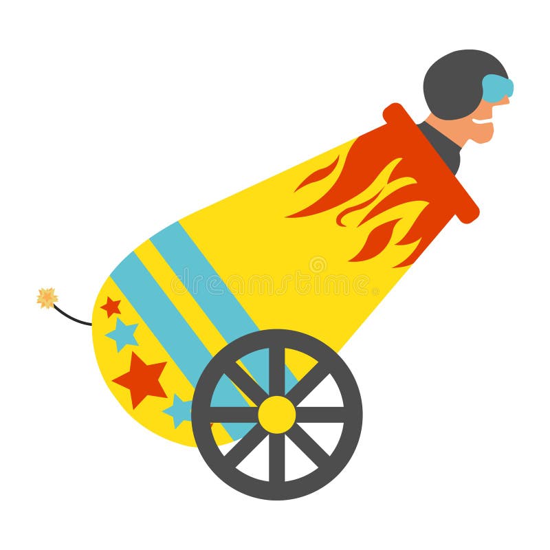 Circuskanon met menselijk kanonskogelpictogram Uitstekende Vector illustr royalty-vrije illustratie Circuskanon met menselijk kanonskogelpictogram Uitstekende Vector illustr royalty-vrije illustratie