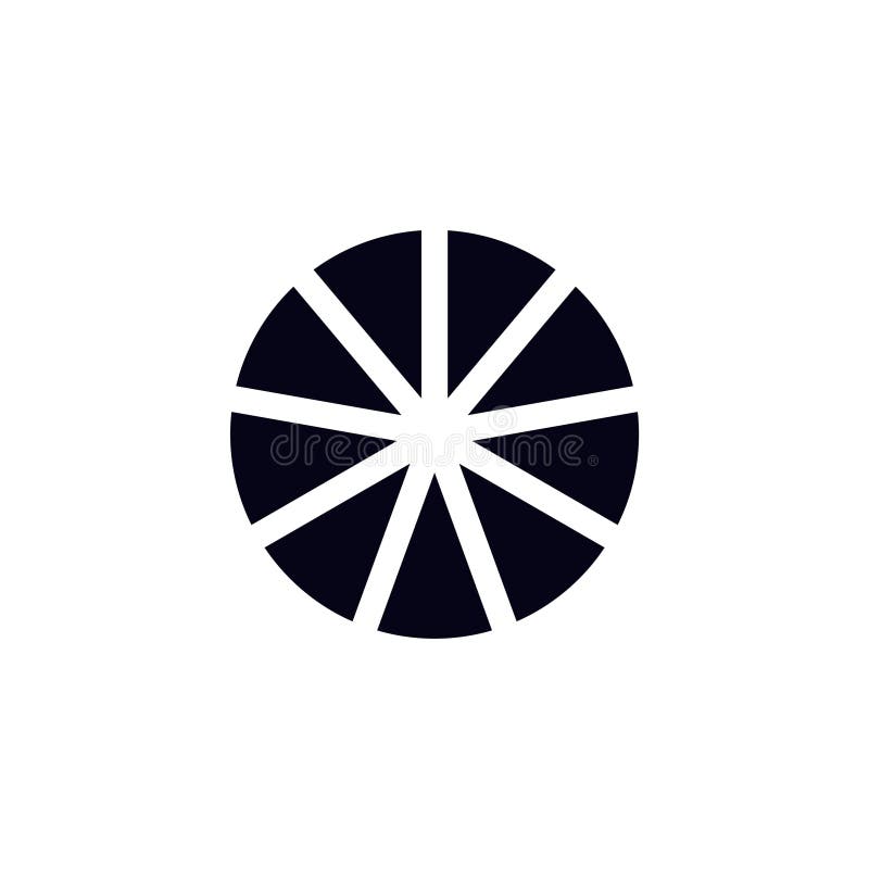Cirkelcirkeldiagramikon med åtta jämna segment i helsvart design royaltyfri illustrationer