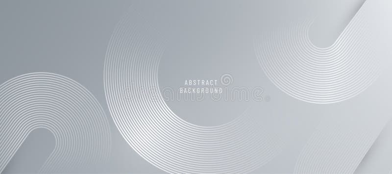 Cirkellinjer abstrakt vektorbakgrund. minsta geometriska cirkelformade grå mönster. Teknik 3d - medicinska designkonceptet stock illustrationer