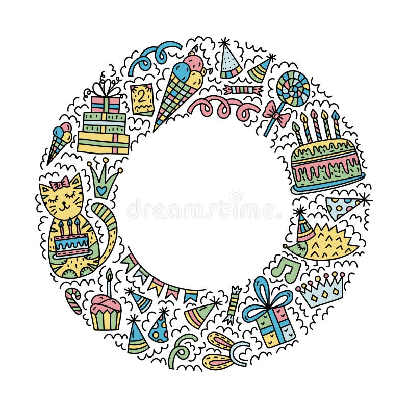 Cirkelram med partidjur stock illustrationer Cirkelram med partidjur stock illustrationer