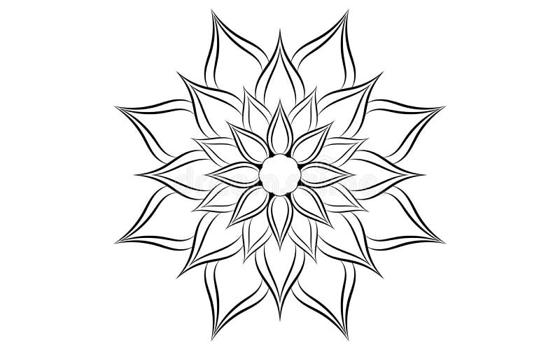 Cirkelvormbloem met mandala met zwarte en witte vectorbloemmandala ontspanningspatronen uniek ontwerp met wit