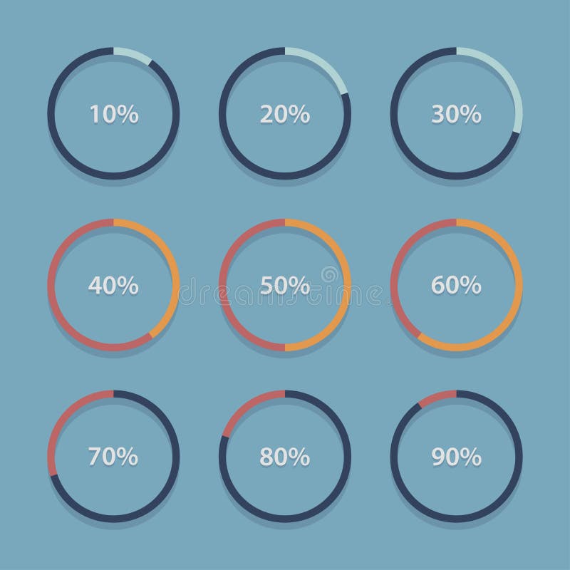 Cirkla diagrammet, grafen, infographic procentsatsmallsamling vektor illustrationer Cirkla diagrammet, grafen, infographic procentsatsmallsamling vektor illustrationer