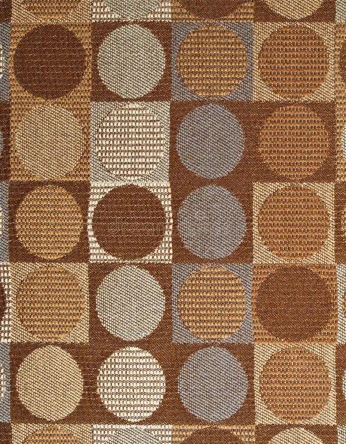 Gray and brown circles and squares on fabric. Gray and brown circles and squares on fabric