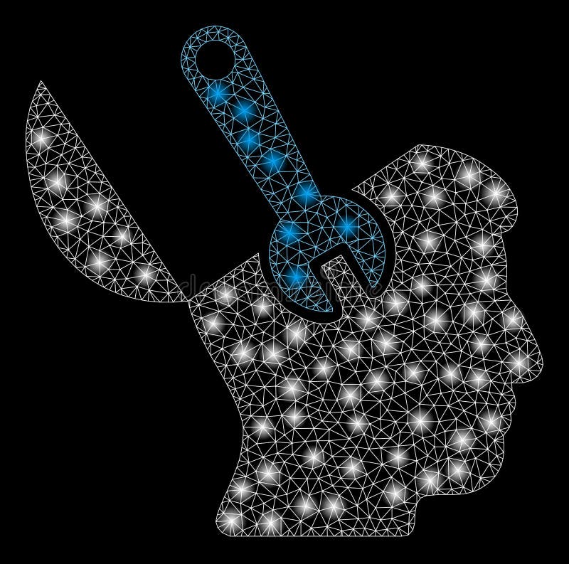 Cirugía brillante de Mesh Wire Frame Mind Wrench con los puntos de destello libre illustration Cirugía brillante de Mesh Wire Frame Mind Wrench con los puntos de destello libre illustration