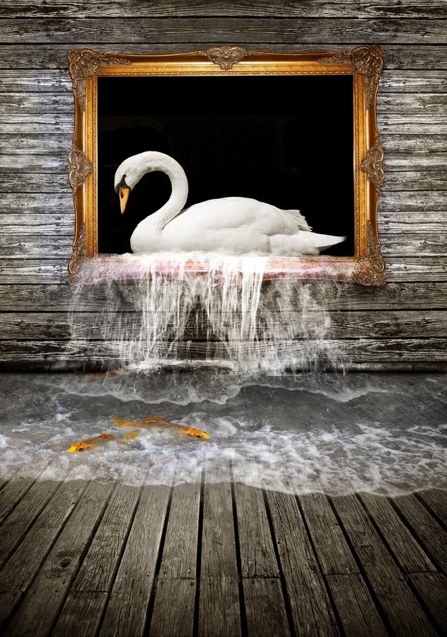 Cisne en marco de oro Cisne en marco de oro