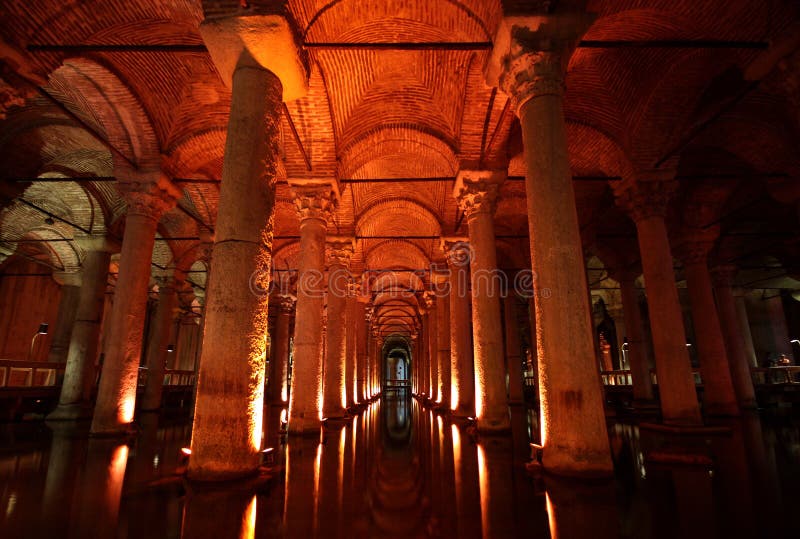 A view of the interior of Basilica Cistern (Yerebatan Saray) in Istanbul, Turkey. A view of the interior of Basilica Cistern (Yerebatan Saray) in Istanbul, Turkey.