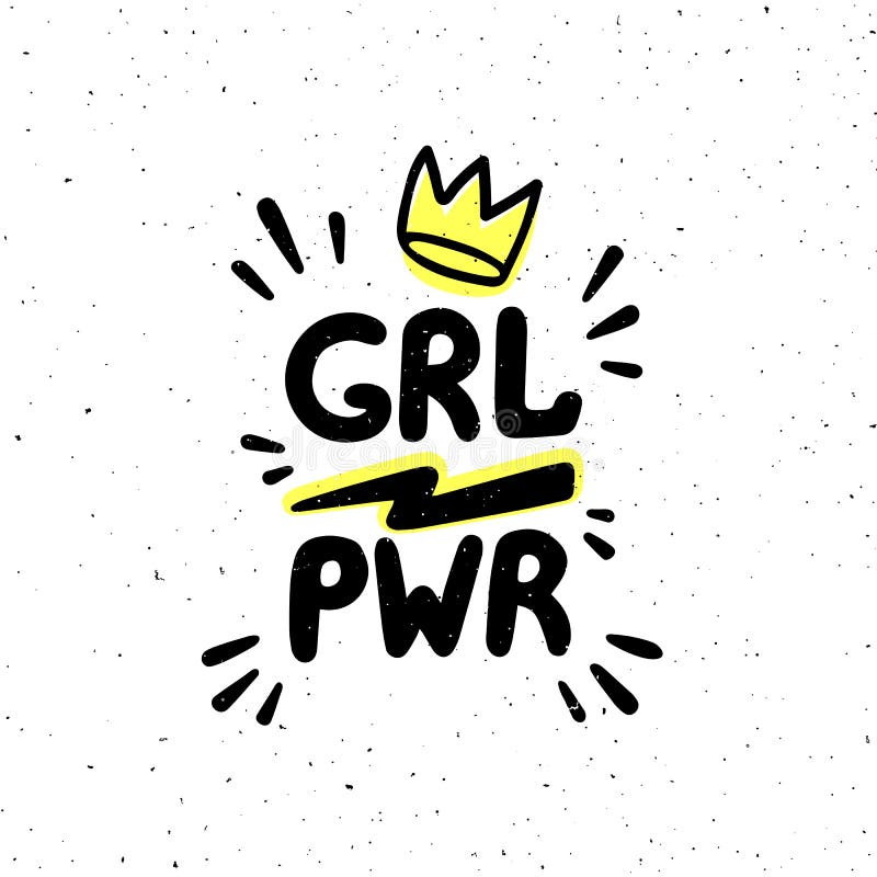Cita de GRL PWR Inscripción y corona del dibujo de la mano del poder de la muchacha para la impresión, folleto, tarjeta de felici ilustración del vector Cita de GRL PWR Inscripción y corona del dibujo de la mano del poder de la muchacha para la impresión, folleto, tarjeta de felici ilustración del vector