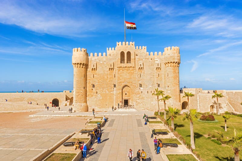 Citadel van Qaitbay-vesting, Alexandrië, Egypte stock foto's Citadel van Qaitbay-vesting, Alexandrië, Egypte stock foto's