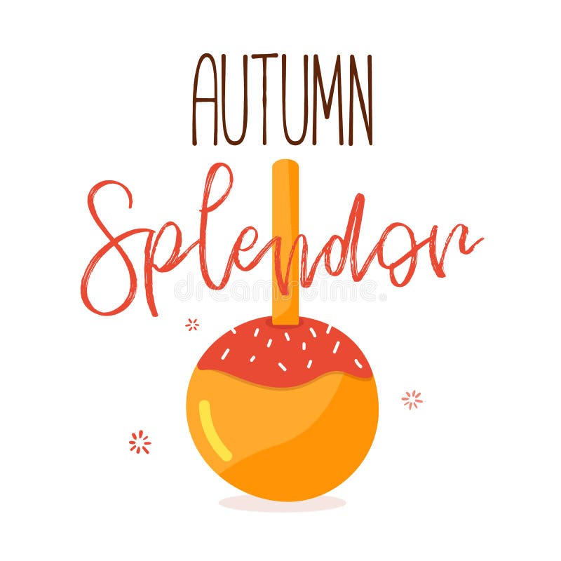 Citation de splendeur d'automne avec la pomme de caramel - citation inspirée illustration libre de droits Citation de splendeur d'automne avec la pomme de caramel - citation inspirée illustration libre de droits