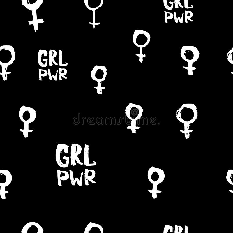 Citation de venus de puissance de fille marquant avec des lettres le modèle sans couture illustration stock Citation de venus de puissance de fille marquant avec des lettres le modèle sans couture illustration stock