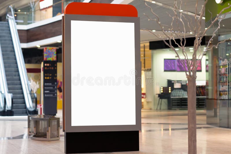 Citilayts with blank screen stands in a megastore royalty free stock images