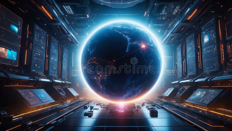 Citoquoziente cronico : dataeclips tech odyssey scatenato. generazione di aiuti illustrazione vettoriale